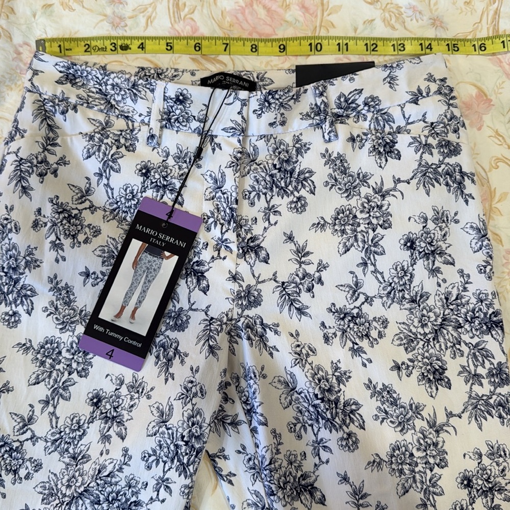 NWT Mario Serrani Floral Print Pants w Tummy Control Size 4 x 27 - Picture 5 of 14